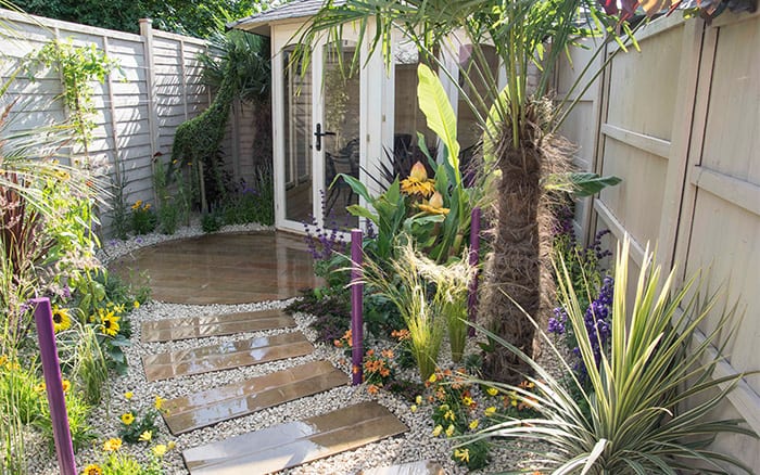 Gazebo and path from the finished garden on love Your Garden for episode 6