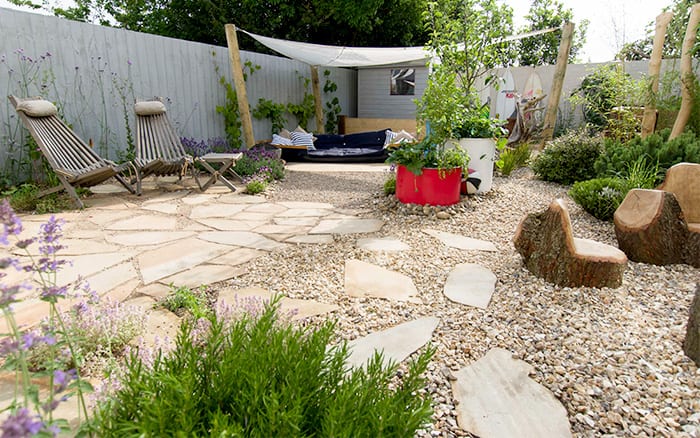 Finished garden in Devon for the Woods family on new series of Love Your Garden ITV1 8pm