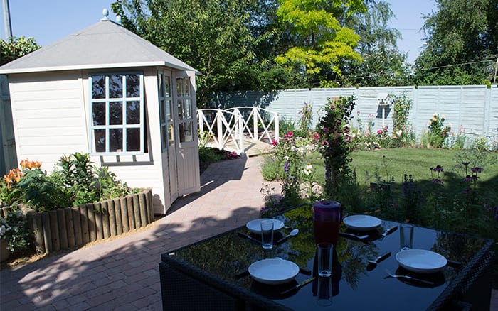 Seating area on Love Your Garden ITV with Alan Titchmarsh