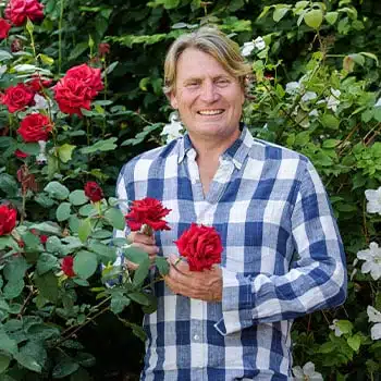 David Domoney with Harkness Roses