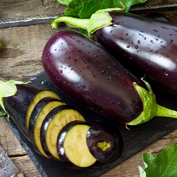 Aubergine on a chopping board