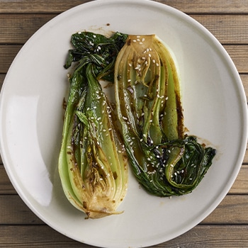 cooked pak choi with soy sauce