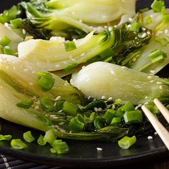 pak choi and spring onions