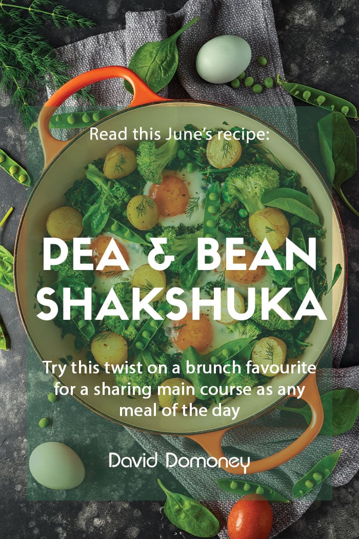 June recipe Pea and broad bean shakshuka