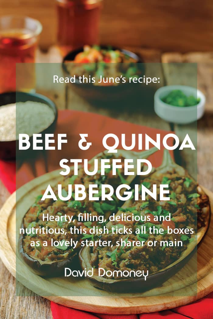 Beef and quinoa stuffed aubergine