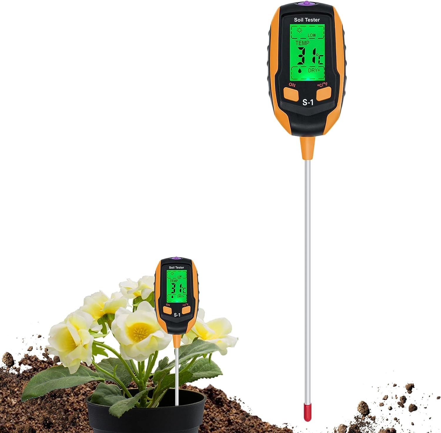 Plant Garden Soil Meter: Light, Moisture, pH, Temperature