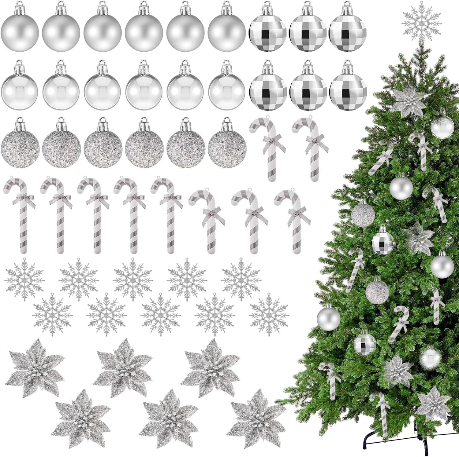 50pcs christmas tree hanging ornaments christmas snowflake decor christmas